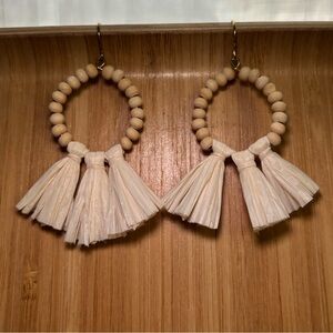 Beaded Hoop Earrings with Tassels